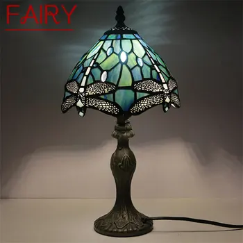 VÍLA Tiffany stolná Lampa Moderného Kreatívneho Dragonfly Dekor Vzor LED Stolná Svetlo Pre Domáce Obývacia Izba, Spálňa, Nočné