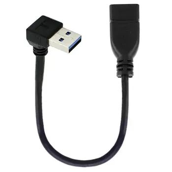Zihan USB 3.0 Typ-A Samec na USB 3.0 Typ-A, Samica Predlžovací Kábel 20 cm 5Gbps 90 Stupňov Nahor Zahnutá