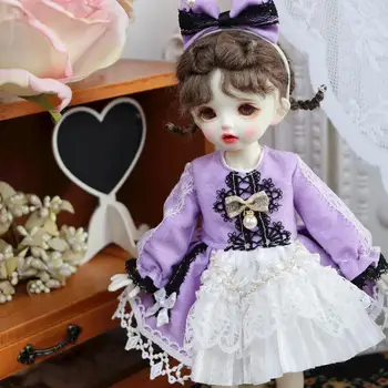 BJD bábiku šaty, oblek pre 1/4 1/6 blyth veľkosť bjd dievča oblečenie roztomilý fialovej farby bábika príslušenstvo (dva body)