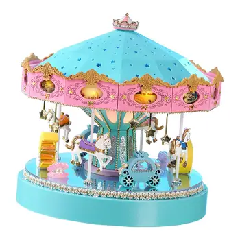 Drevené Miniatúrne Fantasy Kolotoč Auta Domček Pre Bábiky Stôl Dekorácie Domček