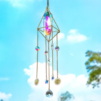 H&D Crystal Okna Visí Prism Suncatcher Ornament Rainbow Catcher Wall Art Kvapky Domov Záhrada Dekor Zbierky Víla Darček
