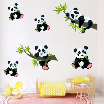 Bamboo Panda Samolepky Na Stenu Pre Deti Izba Domova Obývacia Izba Panda Nástenná Maľba Obtlačky Spálňa Dekoratívne Nálepky Muraux