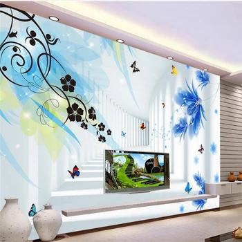beibehang Prispôsobiť HD nástenná maľba 3d tapeta modrá priestor rozšíriť európe abstraktných de parede nástenné maľby nástenné papier pre obývacie izby